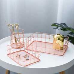 Aesthetic Rose Gold Beauty Basket -Decor Sales 16 6d5d3df3 252e 4b97 9010 a989253c1b41