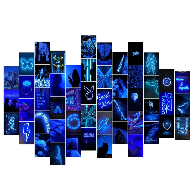 Blue Neon Collage Kit 3 Blue Neon Collage Kit