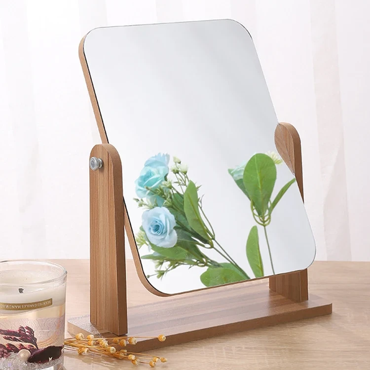 Rotatable Wooden Desk Mirror 3 Rotatable Wooden Desk Mirror