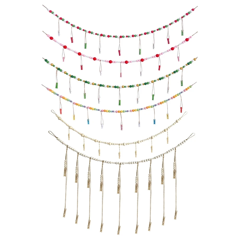 Wooden Beads Wall Hanging Photo Display 5 Wooden Beads Wall Hanging Photo Display - Image 3