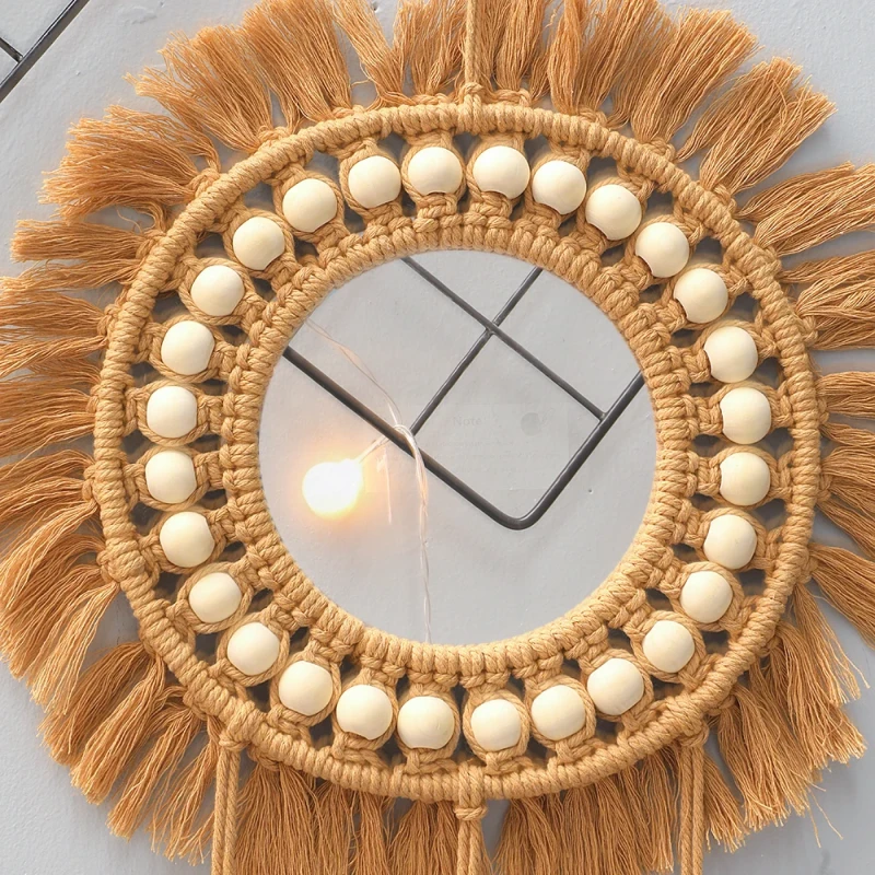 Brown Macrame Mirror 4 Brown Macrame Mirror - Image 2