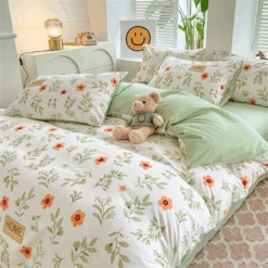 Minty Floral Bedding Set