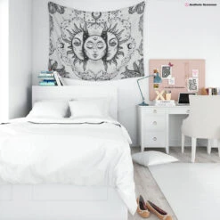 Sun & Moon Tapestry 11 Sun & Moon Tapestry -Decor Sales SunandMoonTapestryWhite Visual1