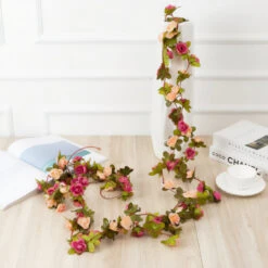 Hanging Rose Garland -Decor Sales hangingrosegarland pinkmix