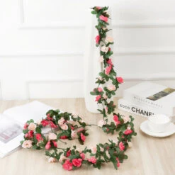 Hanging Rose Garland -Decor Sales hangingrosegarland pinkmix2