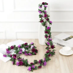 Hanging Rose Garland -Decor Sales hangingrosegarland purple