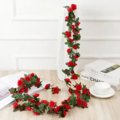 Hanging Rose Garland -Decor Sales hangingrosegarland red