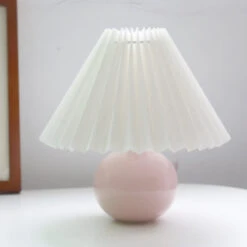 Pleated Bedside Lamp 20 Pleated Bedside Lamp -Decor Sales pinkandwhite