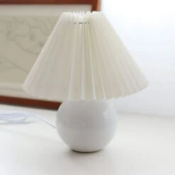 Pleated Bedside Lamp 16 Pleated Bedside Lamp -Decor Sales white