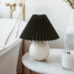 Pleated Bedside Lamp 19 Pleated Bedside Lamp -Decor Sales whiteandblack